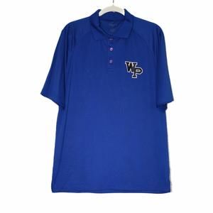 Austin Mens Blue Polo Shirt WP Logo Button Collar Pullover Short Sleeve Sz Large